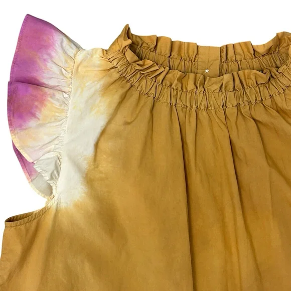 Sea New York Zelda Top Women’s Size 6 Colorful Dip Dye Flutter Sleeves Cotton - Picture 3 of 14